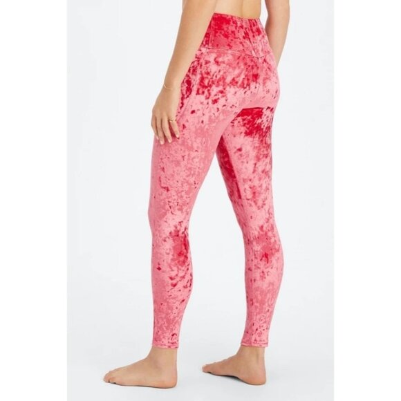 FABLETICS Leggings & Biker Short Bundle of 2 Sz XXS Crushed Velour Red High Rise - Picture 4 of 7